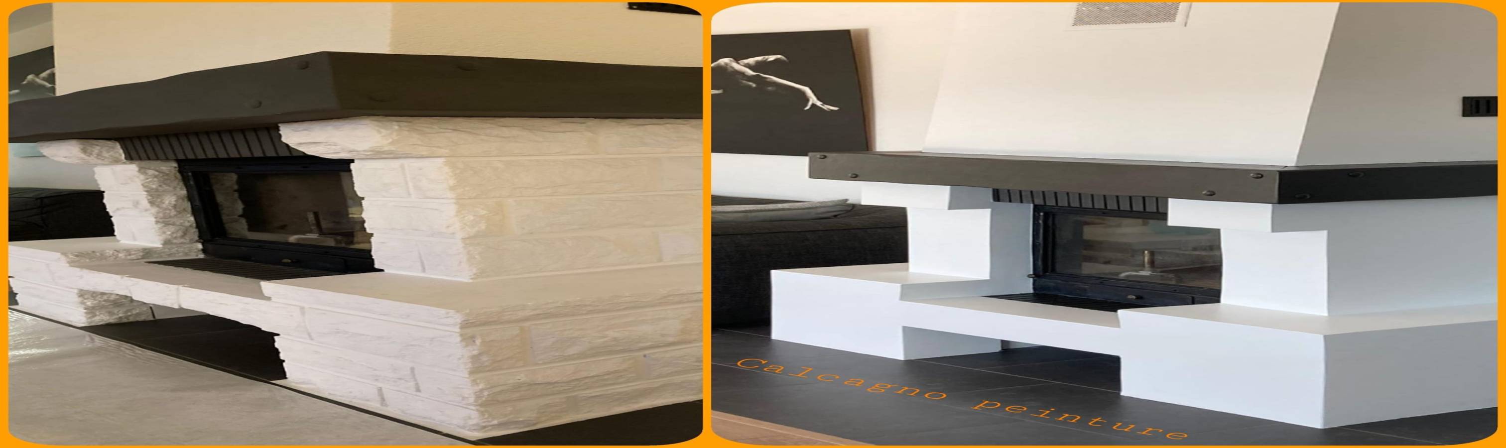 Calcagno Peinture Sàrl - Cheminée avant/après